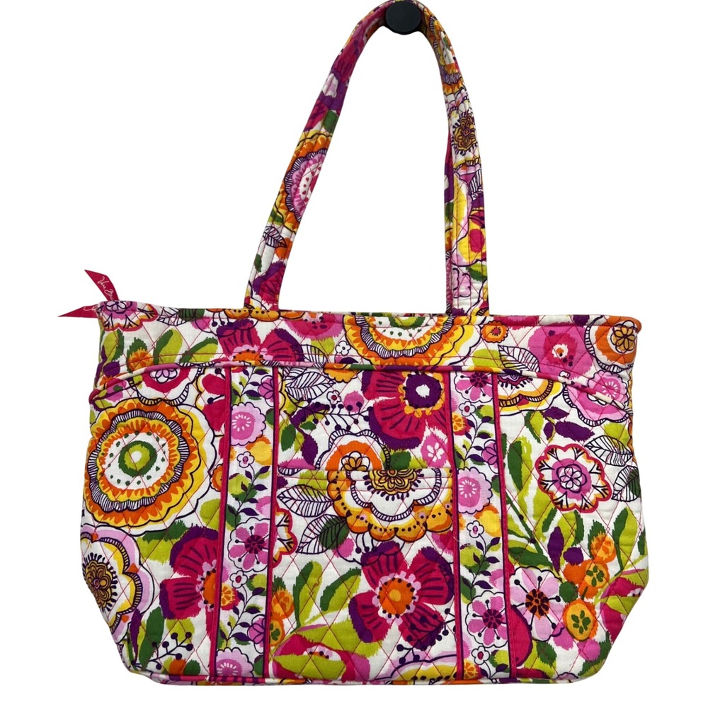 Vera Bradley Mandy Tote Bag Clementine Quilted Cotton Zip Top Handbag Purse